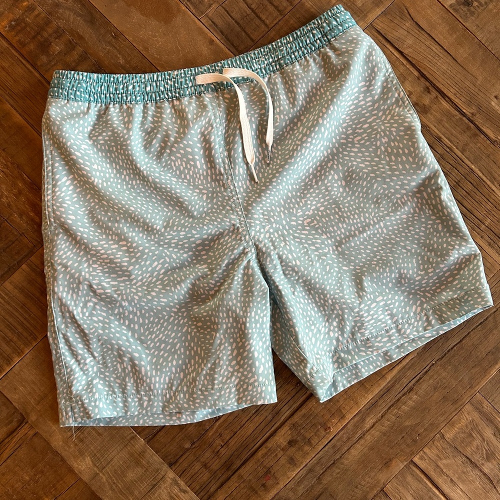 Chubbies Teal and White Patterned Swim Trunks size Y 14/16, Large